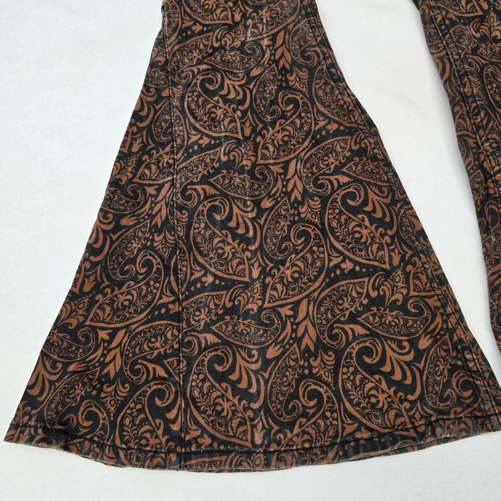 Shyanne Womens Paisley Print Flare Jeans Bell Bottom Western Boho Country 30x31 - Picture 5 of 11